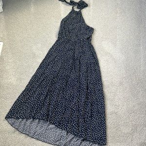 Pretty Garden maxi dress. Navy with polka dots. Size M.